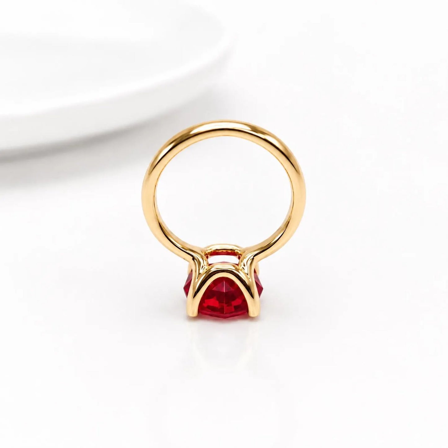 Octagon cut ruby engagement ring, 5.00ct solitaire ring, 14k yellow gold ladies ring #6455