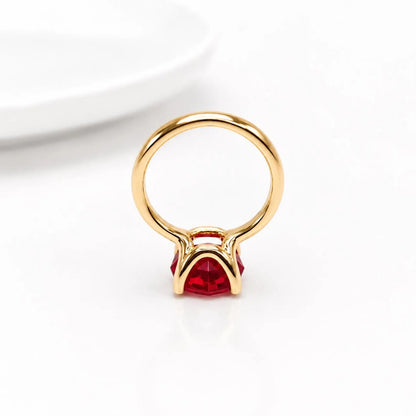 Octagon cut ruby engagement ring, 5.00ct solitaire ring, 14k yellow gold ladies ring #6455