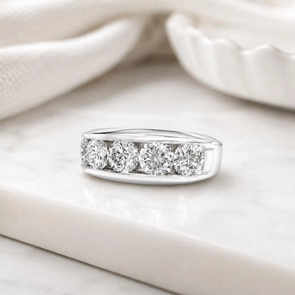 Mens Lab Grown Diamond Ring | 14K Solid Gold 5 Stone Lab Created Mens Diamond Ring | Thick Band Mens Diamond Engagement Ring | #8244