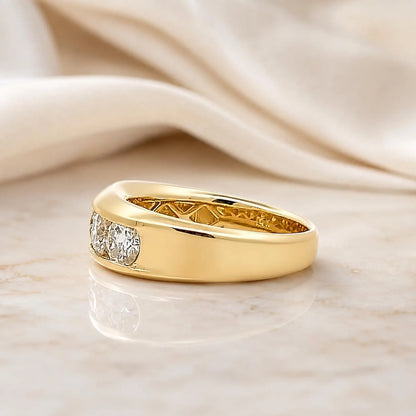 Mens Lab Grown Diamond Ring | 14K Solid Gold 5 Stone Lab Created Mens Diamond Ring | Thick Band Mens Diamond Engagement Ring | #8244