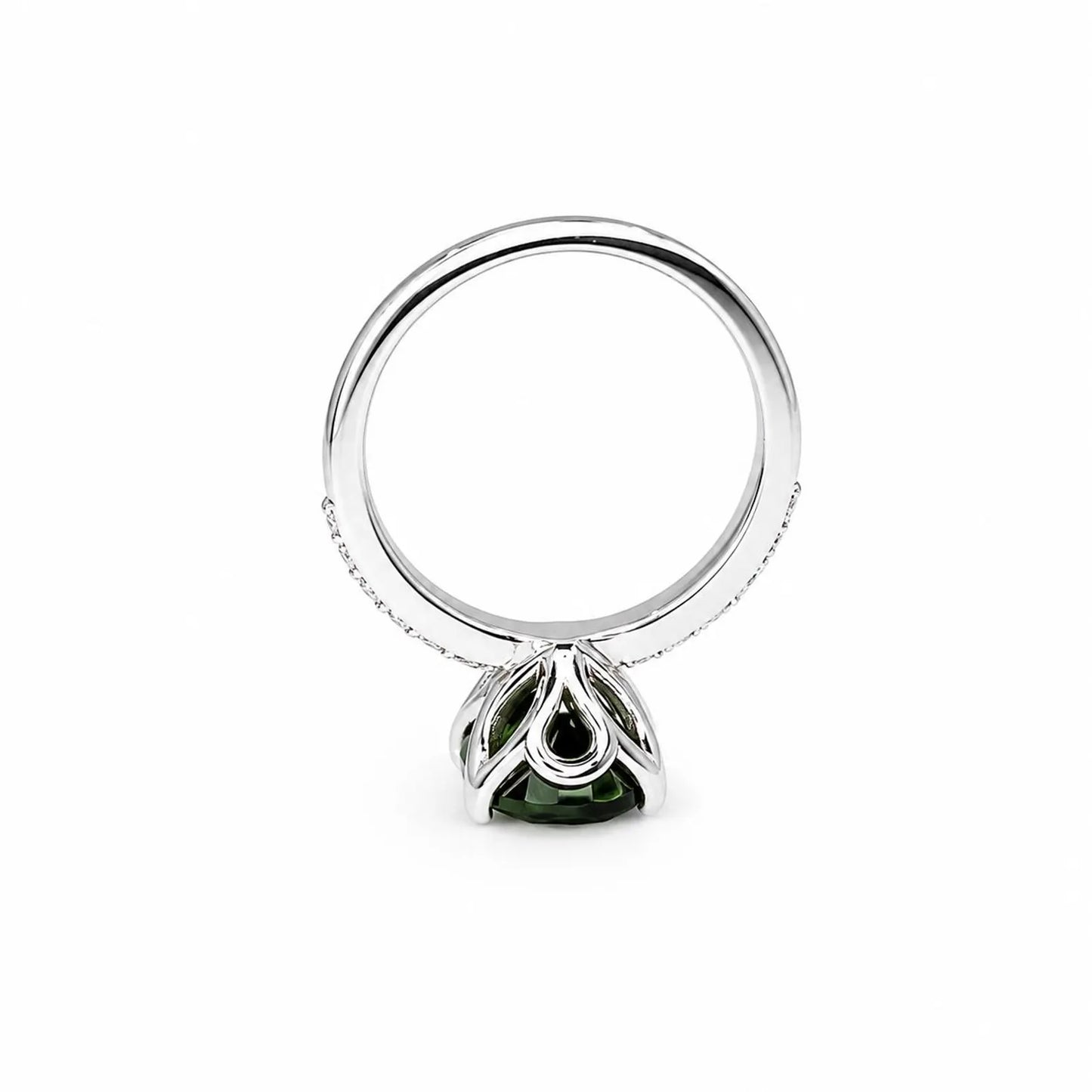 Green Sapphire Pear Shaped Engagement Ring 14k Gold Ring , Pear Shape Green Sapphire Solitaire Engagement Rings , Green Sapphire Ring #7257