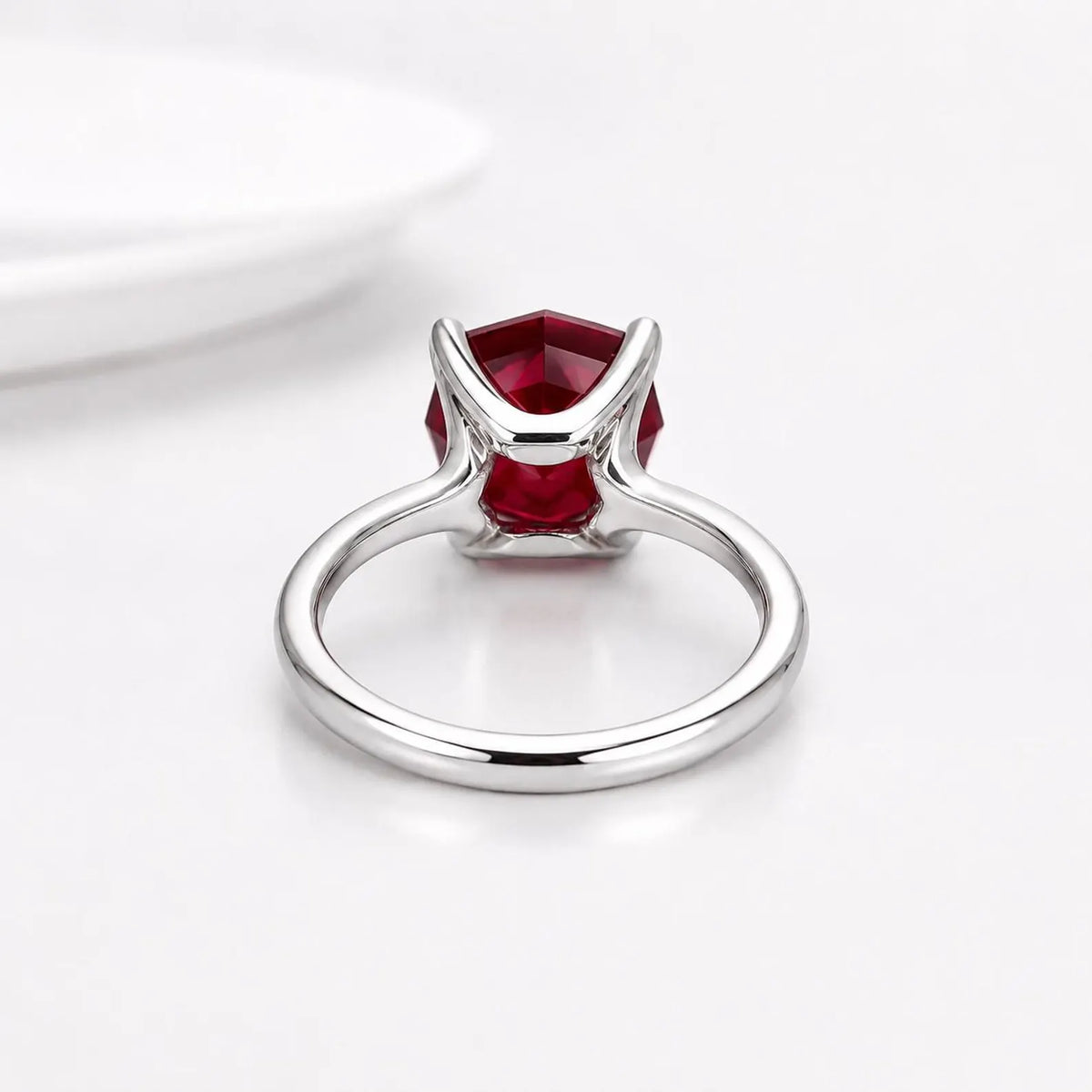 Octagon cut ruby engagement ring, 5.00ct solitaire ring, 14k yellow gold ladies ring #6455