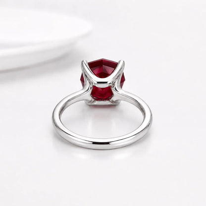Octagon cut ruby engagement ring, 5.00ct solitaire ring, 14k yellow gold ladies ring #6455