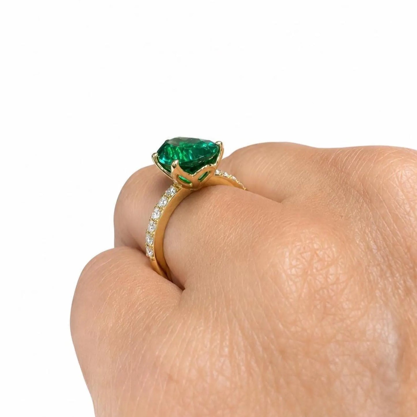 Green Sapphire Pear Shaped Engagement Ring 14k Gold Ring , Pear Shape Green Sapphire Solitaire Engagement Rings , Green Sapphire Ring #7257