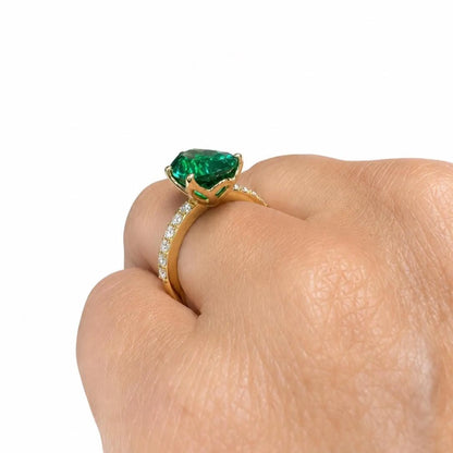 Green Sapphire Pear Shaped Engagement Ring 14k Gold Ring , Pear Shape Green Sapphire Solitaire Engagement Rings , Green Sapphire Ring #7257