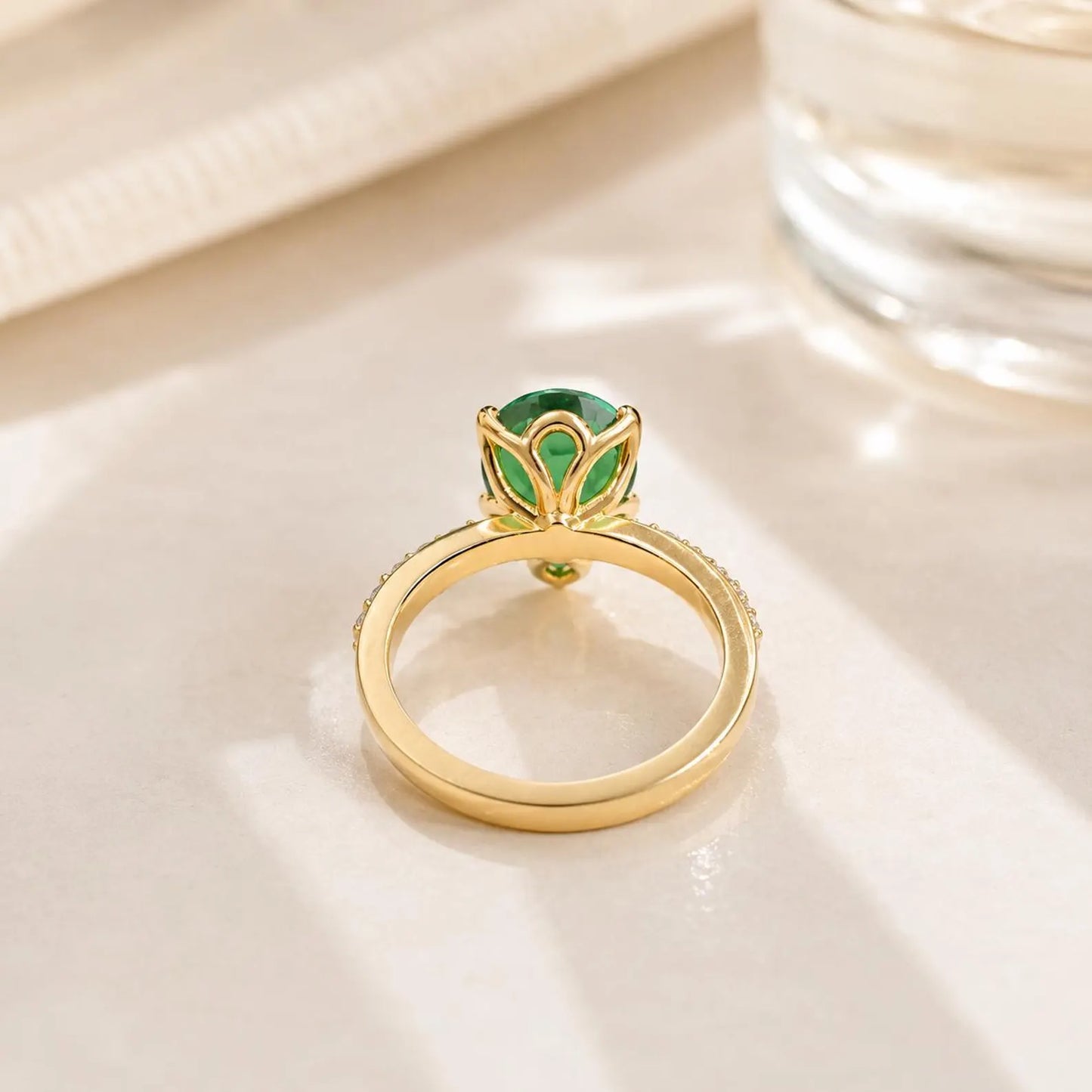 Green Sapphire Pear Shaped Engagement Ring 14k Gold Ring , Pear Shape Green Sapphire Solitaire Engagement Rings , Green Sapphire Ring #7257
