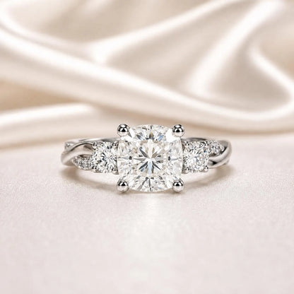 Lab Grown Diamond Wedding Ring, Certified Lab Diamond Ring, Classic Solitaire Gold Engagement Ring Cushion Diamond Wedding Ring