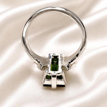 5.50 Carats Elongated Emerald Cut Olive Green Sapphire Engagement Ring 14K Gold, Birthstone Ladies Ring, Blue Sapphire, Ruby Emerald #9011