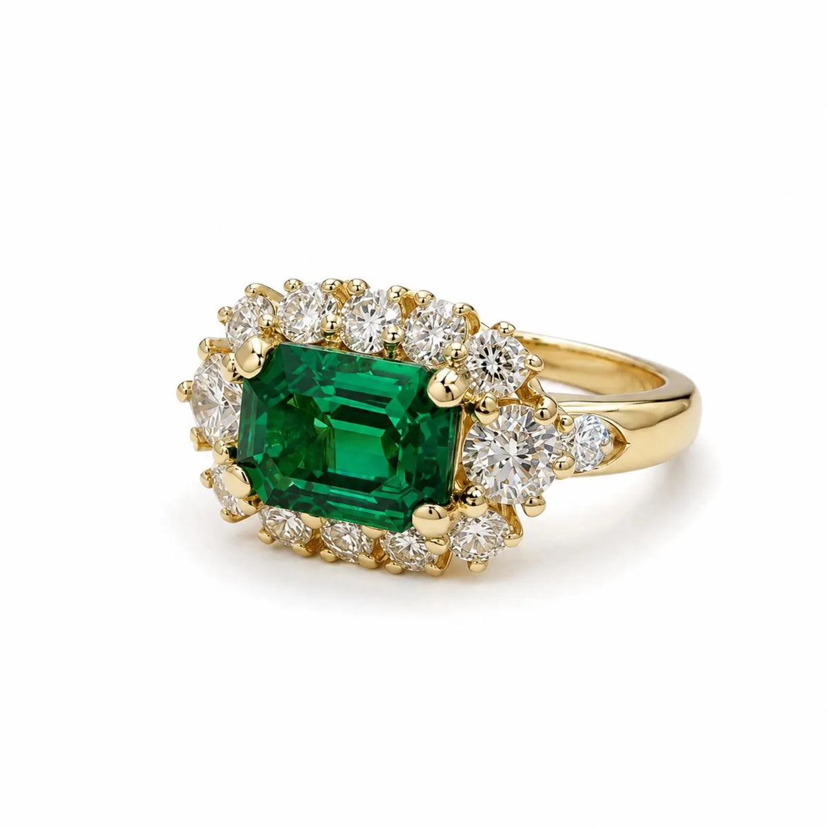 3.50 CTW Emerald Cut Emerald Engagement Ring 14K Solid Gold, East West Emerald Cut Emerald  Wedding Ring, May Birthstone Jewelery  #9016