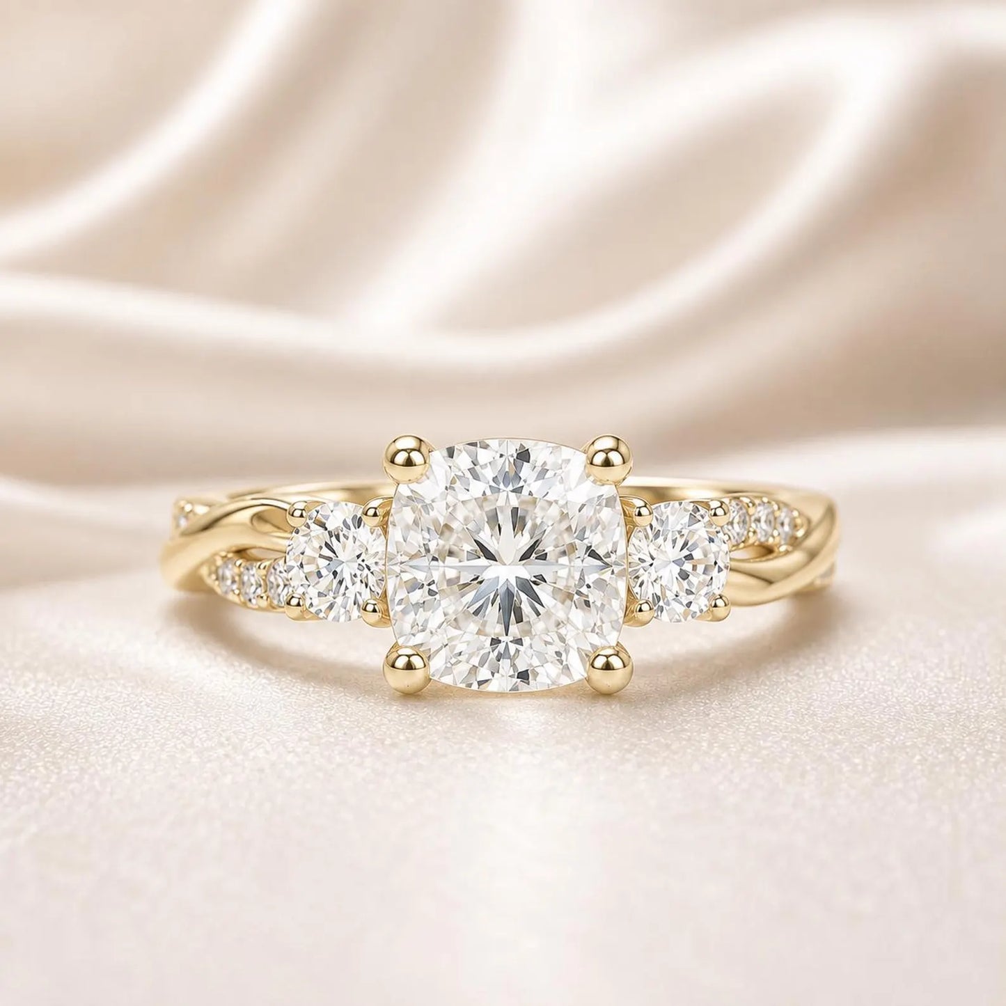 Lab Grown Diamond Wedding Ring, Certified Lab Diamond Ring, Classic Solitaire Gold Engagement Ring Cushion Diamond Wedding Ring