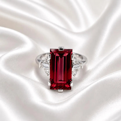 5.50 Carats Elongated Emerald Cut Olive Green Sapphire Engagement Ring 14K Gold, Birthstone Ladies Ring, Blue Sapphire, Ruby Emerald #9011