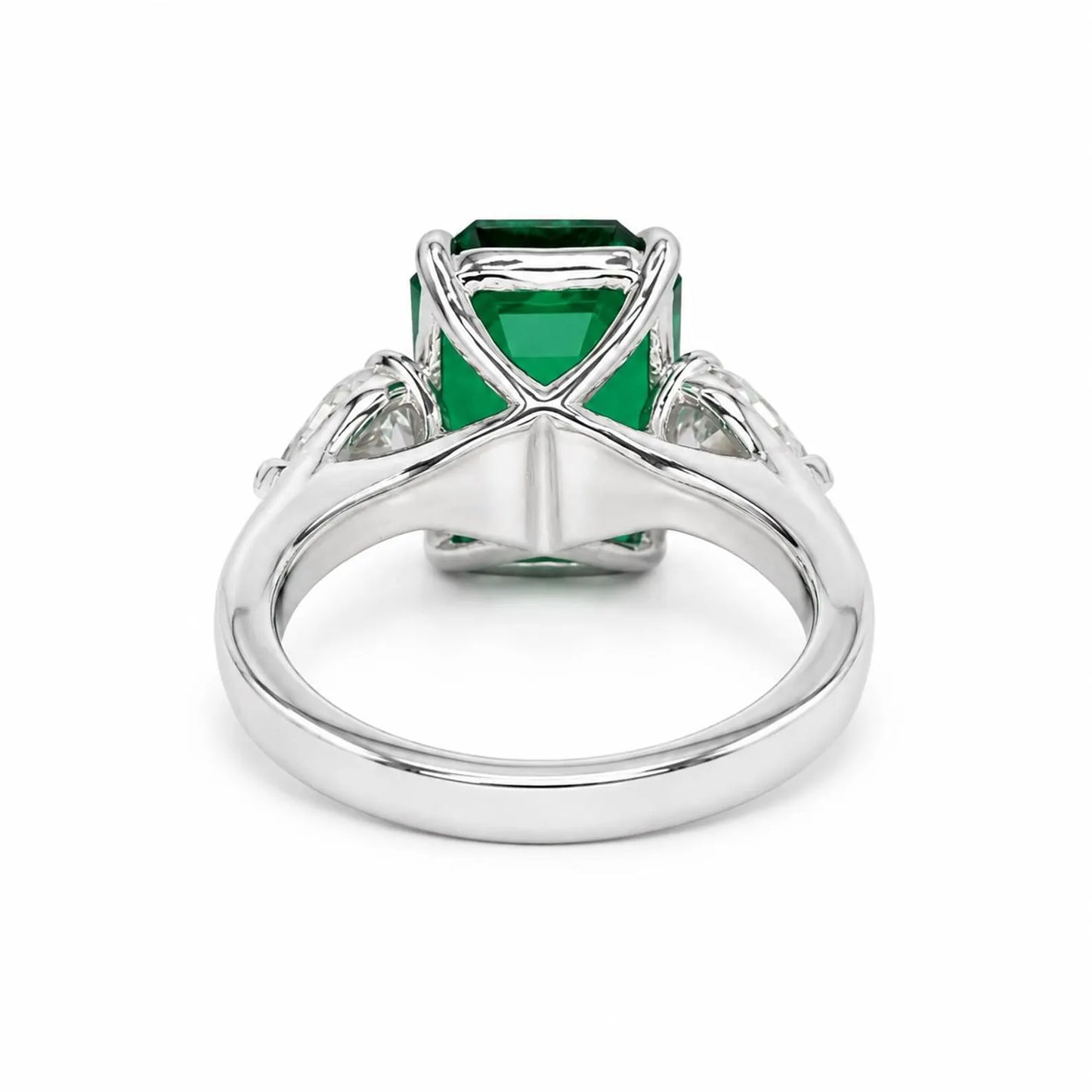 Emerald Cut Emerald Engagement Ring  Vintage Yellow Gold Ring Unique Pear Shape Moissanite Engagement Ring Bridal Anniversary Gift  #7370