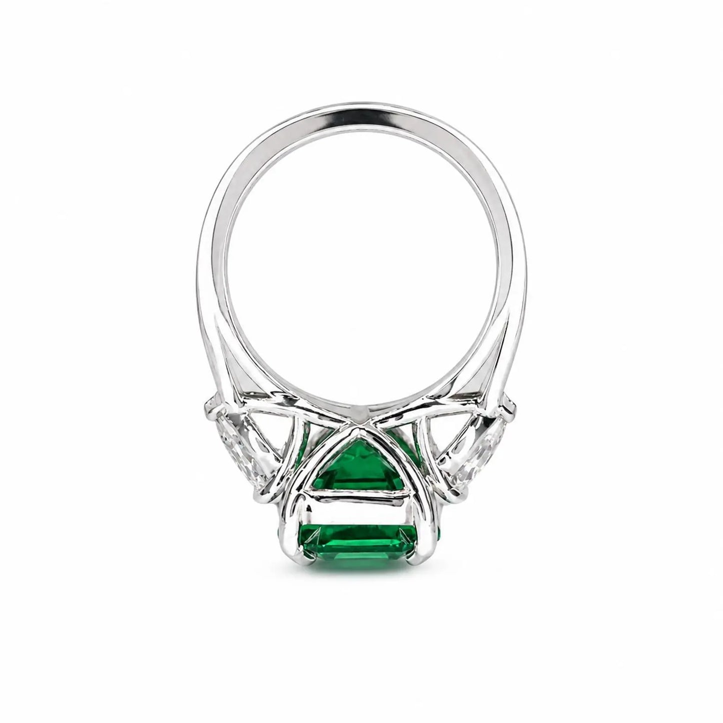 Emerald Cut Emerald Engagement Ring  Vintage Yellow Gold Ring Unique Pear Shape Moissanite Engagement Ring Bridal Anniversary Gift  #7370