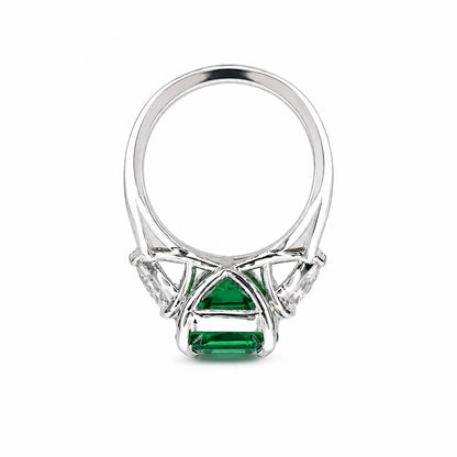 Emerald Cut Emerald Engagement Ring  Vintage Yellow Gold Ring Unique Pear Shape Moissanite Engagement Ring Bridal Anniversary Gift  #7370