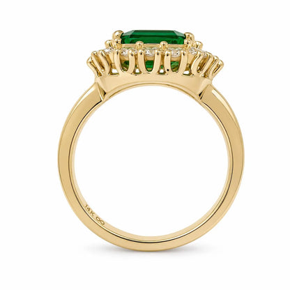 3.50 CTW Emerald Cut Emerald Engagement Ring 14K Solid Gold, East West Emerald Cut Emerald  Wedding Ring, May Birthstone Jewelery  #9016