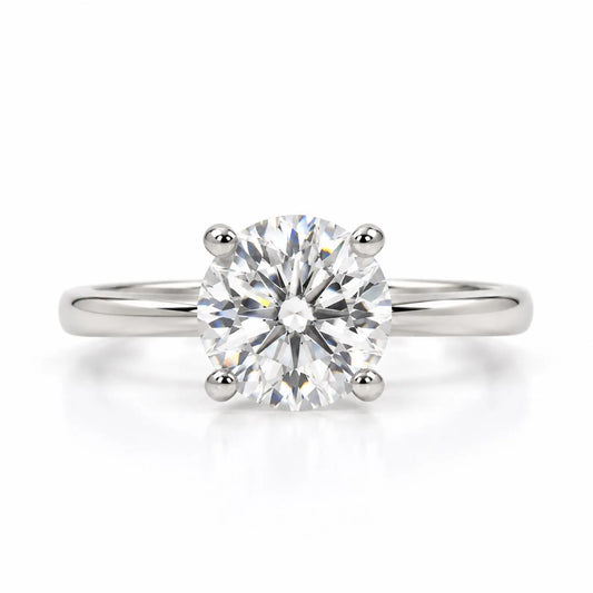2 Carat Round Moissanite Engagement Ring Ring 14K Gold, Moissanite Solitaire Engagement Ring, Simple Everyday Moissanite Wedding Ring  #9033