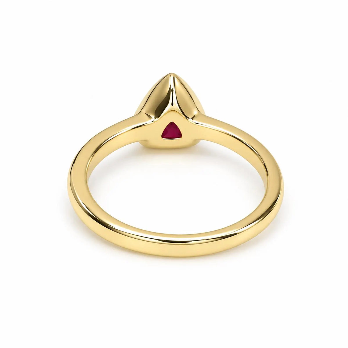 Triangle gemstone bezel set ring, trillion cut ruby engagement ring for women, 14K solid gold, geometric ruby stacking minimalist ring #7884