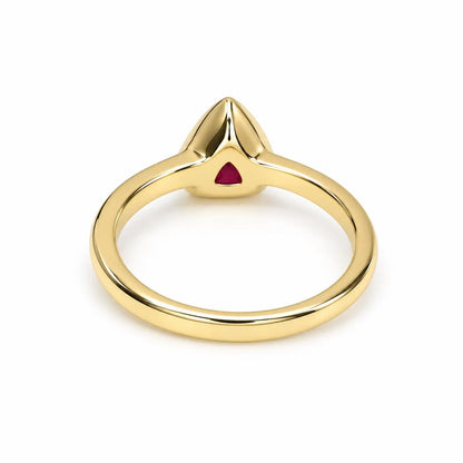Triangle gemstone bezel set ring, trillion cut ruby engagement ring for women, 14K solid gold, geometric ruby stacking minimalist ring #7884
