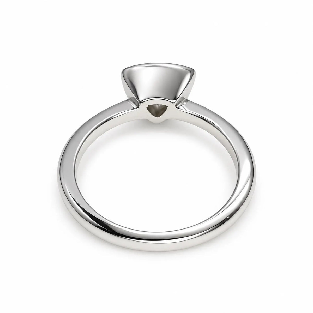 Bezel Set Moissanite Engagement Ring | Trillion Cut Moissanite Wedding Ring | Unique Bezel Set Solitaire 14K Solid White/Yellow Gold | #8085