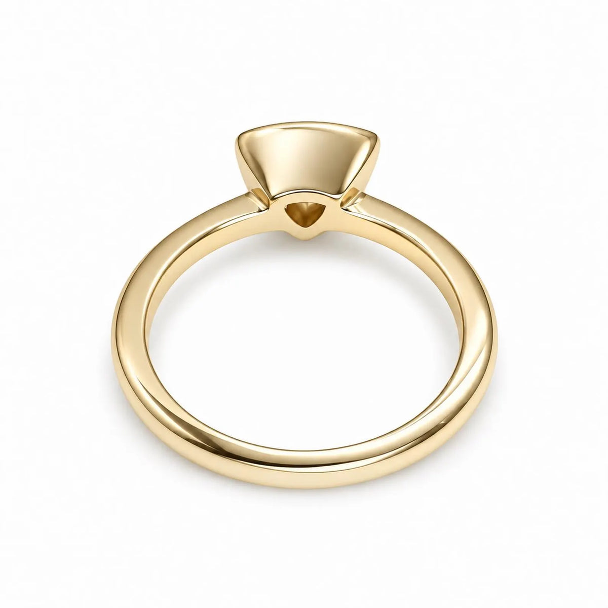 Bezel Set Moissanite Engagement Ring | Trillion Cut Moissanite Wedding Ring | Unique Bezel Set Solitaire 14K Solid White/Yellow Gold | #8085