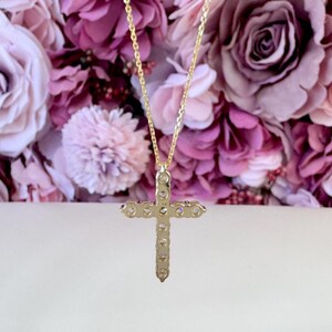 Lab Grown Diamond Cross 14K Solid Gold , #8803