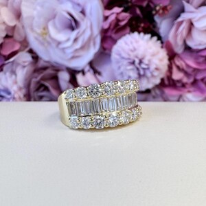 Lab Diamond Wedding Band Baguette With Round Cut Lab Diamond Anniversary Band #8804