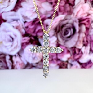 Lab Grown Diamond Cross 14K Solid Gold , #8803