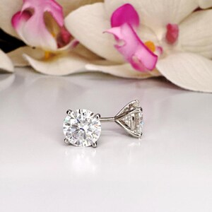Martini Style Moissanite Stud Earrings , 1.60 ctw. To 3.80 ctw. 14K Gold , Unisex Moissanite Stud Earrings , Simple Stud Earrings #8826