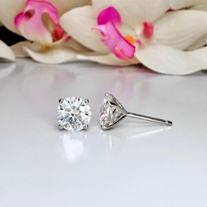 Martini Style Moissanite Stud Earrings , 1.60 ctw. To 3.80 ctw. 14K Gold , Unisex Moissanite Stud Earrings , Simple Stud Earrings #8826