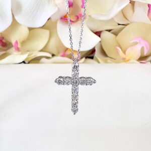 Lab Grown Diamond Cross 14K Solid Gold , #8803