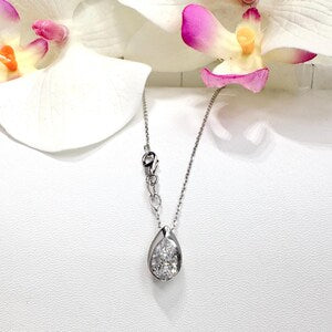 1.00 CTW Lab Grown Diamond Pear Shape Bezel Set Pendant Necklace 14K Solid Gold Dainty Layering Necklace #8829
