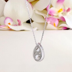 1.00 CTW Lab Grown Diamond Pear Shape Bezel Set Pendant Necklace 14K Solid Gold Dainty Layering Necklace #8829