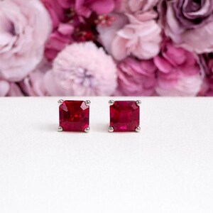 May Birthstone Earrings , Ladies Earrings , Asscher Emerald Studs , 14k Gold Earrings, Mothers Day , Birthday Gift , #8841