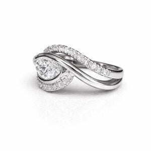 1 Carat East West Marquise Lab grown Diamond Ring 14K Solid Gold, Diamond Wrap Ring, Unique Engagement Ring, Statement Cocktail Ring #8879