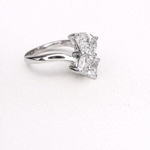 Toi et Moi Pear Radiant Cut and Pear Shape Lab Diamond Ring, 2.00 CTW 14k Gold Engagement Promise #8868