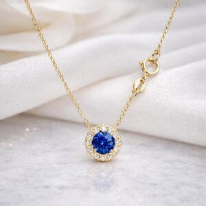 14K Gold and Moissanite Pendant Necklace , Dainty Everyday Necklace , Moissanite Layering Wedding Necklace , April Birthstone Necklace #8853