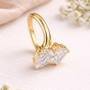 Toi et Moi Pear Radiant Cut and Pear Shape Lab Diamond Ring, 2.00 CTW 14k Gold Engagement Promise #8868