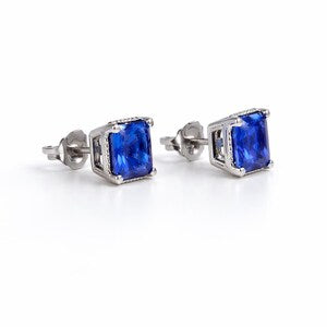 Radiant Cut Stud Earrings 14K Solid Gold, Birthstone Earrings #8878