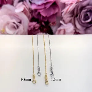 Solid 14K Gold Cable Chain 0.8mm-1.00mm Lobster Clasp , Delicate Dainty Layered Necklace Chain #8802