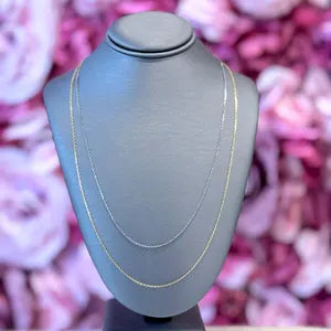Solid 14K Gold Cable Chain 0.8mm-1.00mm Lobster Clasp , Delicate Dainty Layered Necklace Chain #8802