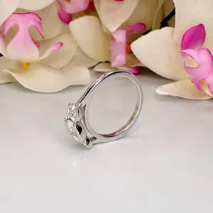 Moissanite Engagement Ring Bezel Set , Round Moissanite Three Stone Bezel Set Engagement Ring , Trendy Moissanite Ring For Women , #8813
