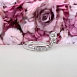 Lab Grown Diamond Pinky Ring , Diamond Chevron Ring , Curved Diamond wedding Band , Two Stone Lab Created Diamond Ring Everyday Ring #8815