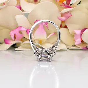 Asscher Cut Moissanite Engagement Ring 14K Solid Gold , Asscher Cut Solitaire Moissanite Wedding Ring 3 Stone Everyday Ring #8801