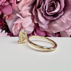 2.00 CTW Oval Cut Lab Grown Diamond Engagement Ring with Hidden Halo in 14K Solid Gold , Simple Oval Lab Diamond Wedding Ring , #8820