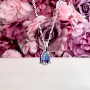 10K Gold Emerald Necklace , Pear Shape Emerald Pendant , Teardrop Emerald Pendant Necklace with Chain , May Birthstone Jewelry , #8846