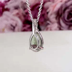 10K Gold Emerald Necklace , Pear Shape Emerald Pendant , Teardrop Emerald Pendant Necklace with Chain , May Birthstone Jewelry , #8846