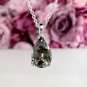 10K Gold Emerald Necklace , Pear Shape Emerald Pendant , Teardrop Emerald Pendant Necklace with Chain , May Birthstone Jewelry , #8846