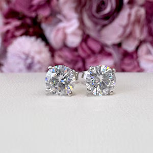 Martini Style Moissanite Stud Earrings , 1.60 ctw. To 3.80 ctw. 14K Gold , Unisex Moissanite Stud Earrings , Simple Stud Earrings #8826