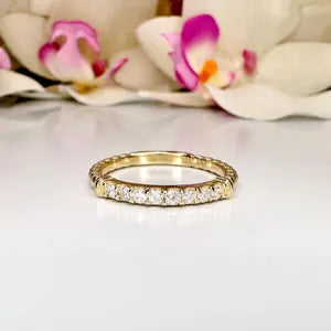 Diamond Stacking Band For Women 14k Solid Gold , Thin Layering Wedding Band , Matching wedding Band #8827