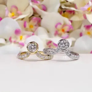 Lab Grown Diamond Chevron Ring: 14K Gold Bezel Stacking Ring , Curved Matching Wedding Band , V shape Diamond Band , Pinky Ring , #8817